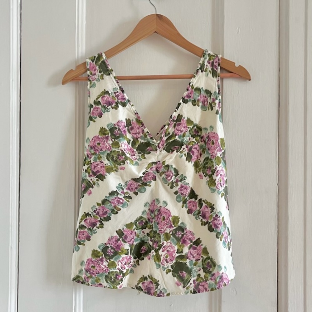 Anthropologie Odille Floral Cotton V-neck Top